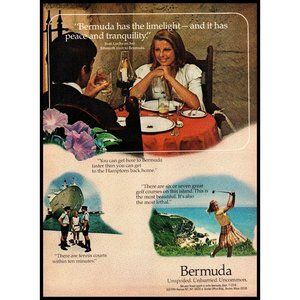 1974 Bermuda Vacation Travel Vintage Print Ad Royal Navy Dockyard Golfing Photo